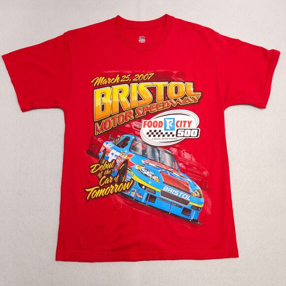 Bristol Motor Speedway 2007 Crew Neck Short Sleeve Racing Shirt Mens Size M Red - Picture 2 of 10